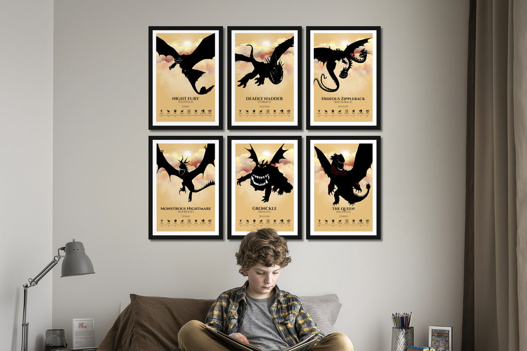 Set of 6 Train Your Dragon Posters (You Choose Size & Design)