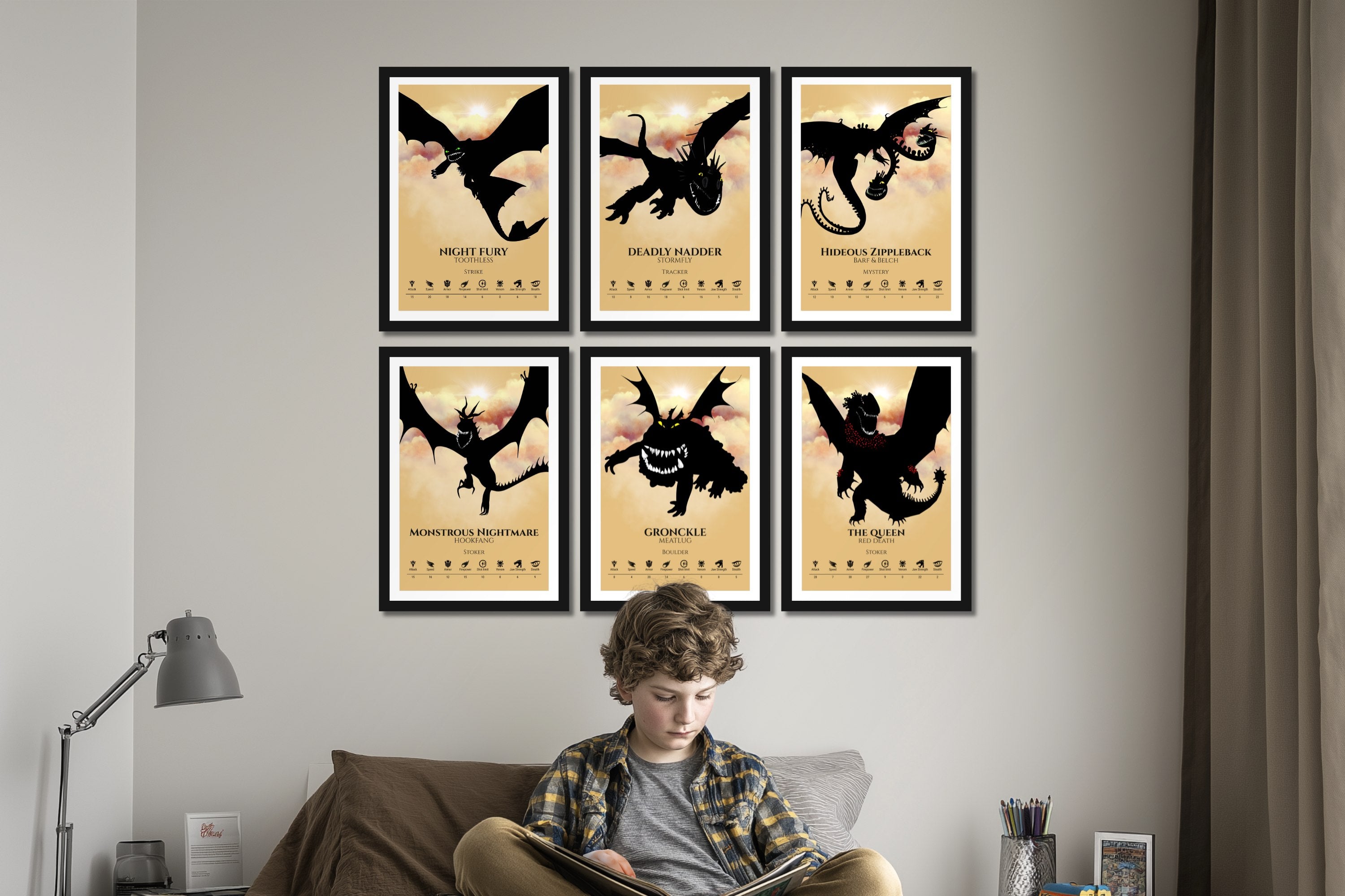 Set of 6 Train Your Dragon Posters (You Choose Size & Design)