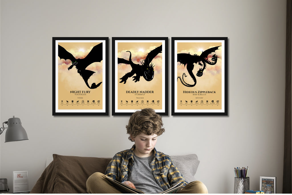 Set of 3 Train Your Dragon Posters (You Choose Size & Design)
