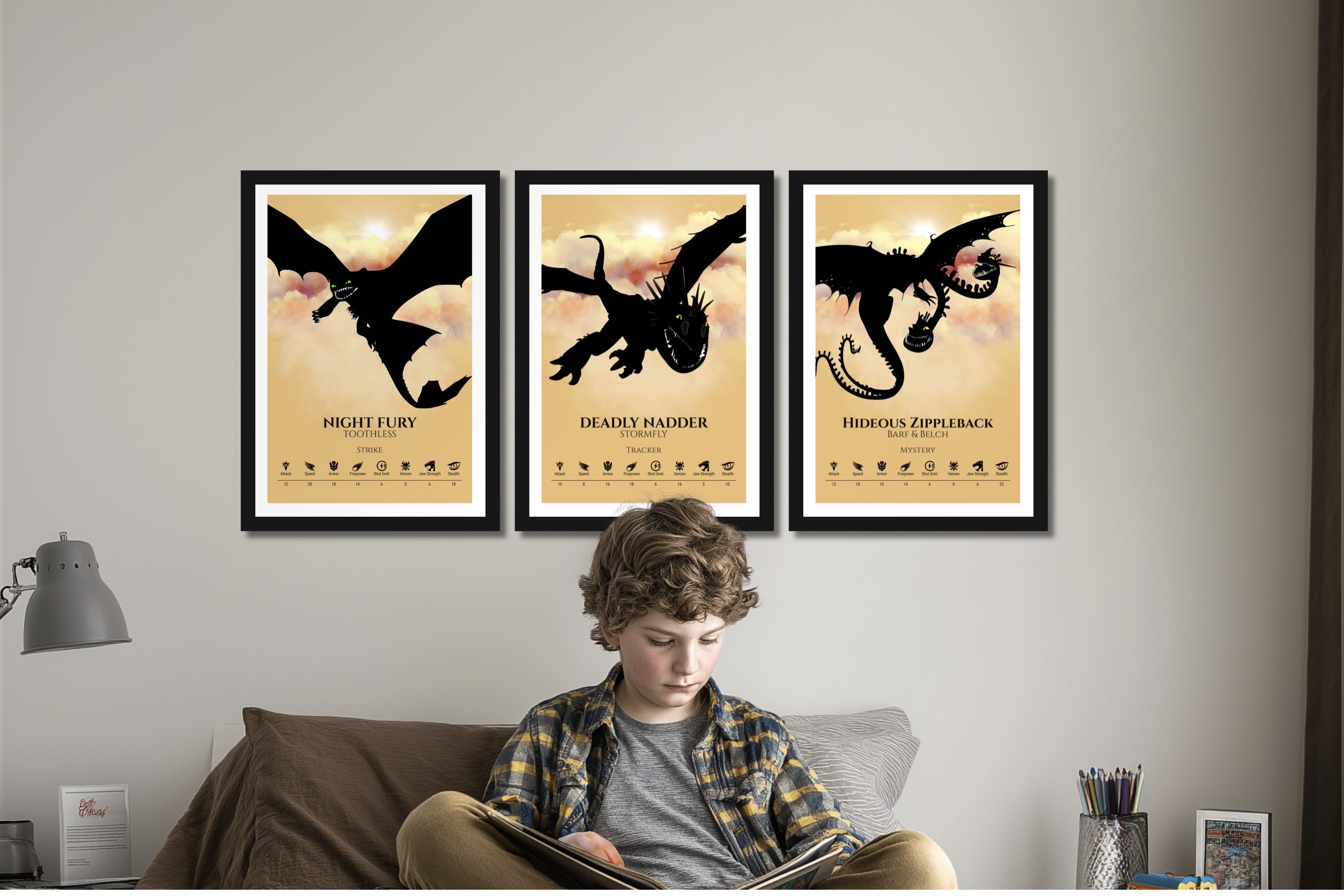 Set of 3 Train Your Dragon Posters (You Choose Size & Design)