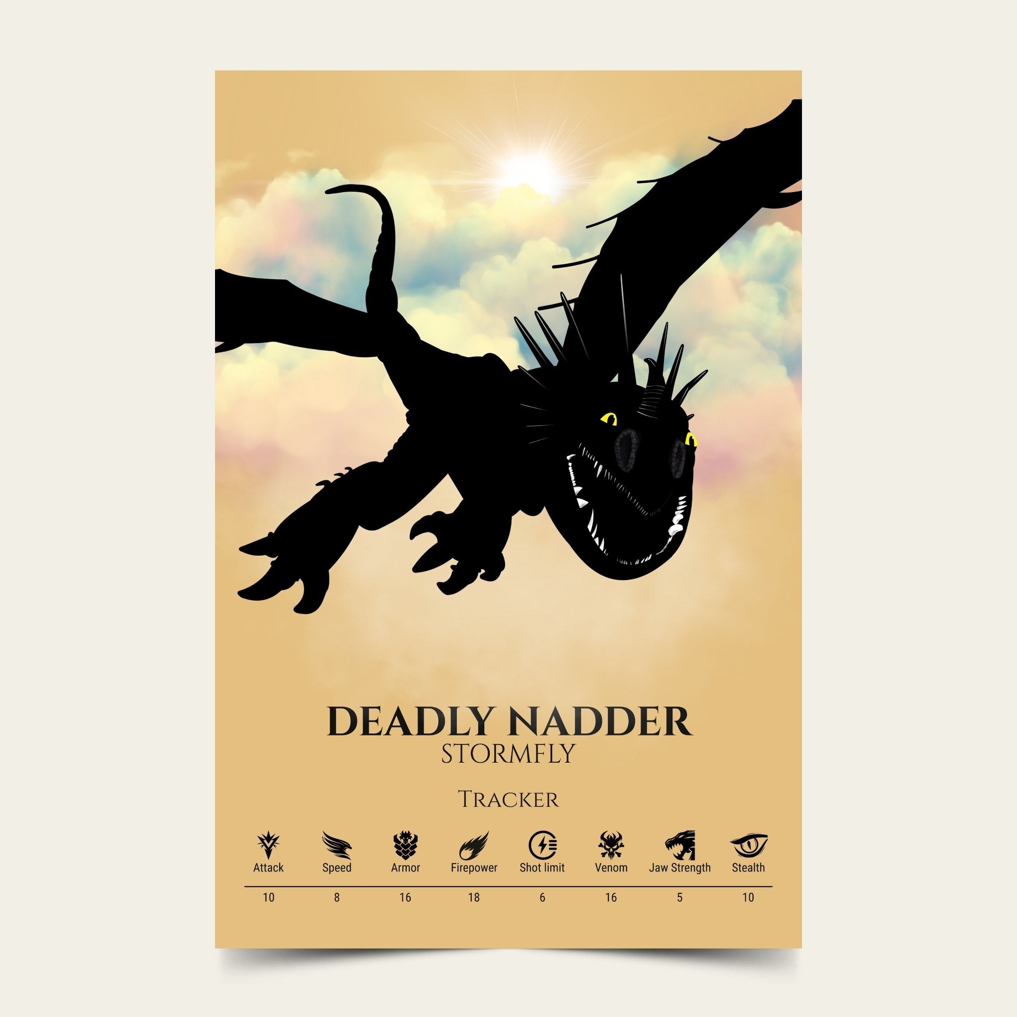 Deadly Nadder - Full Color Collection (Pink & Blue Clouds)
