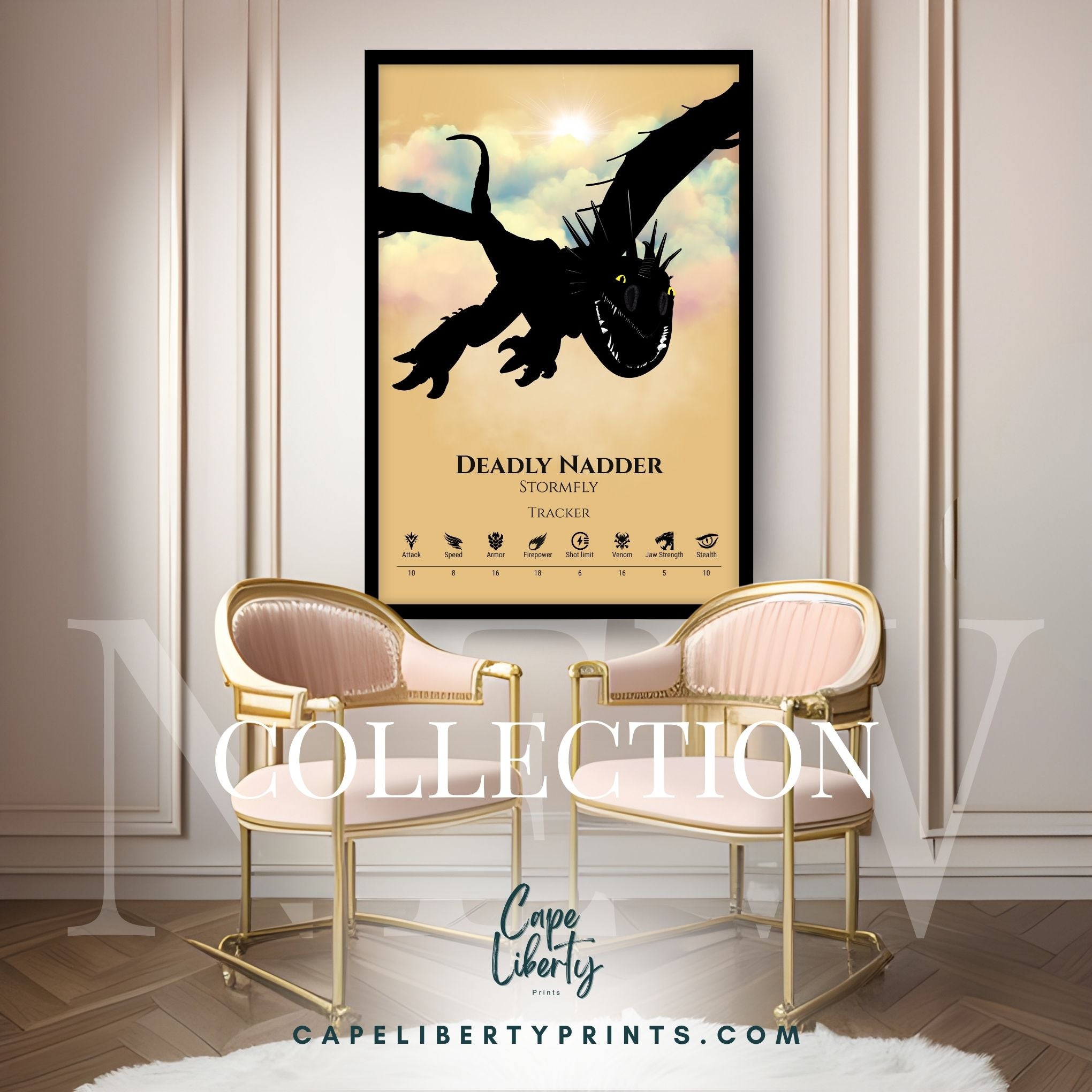 Deadly Nadder - Curated Color Collection (Pink & Blue Clouds)