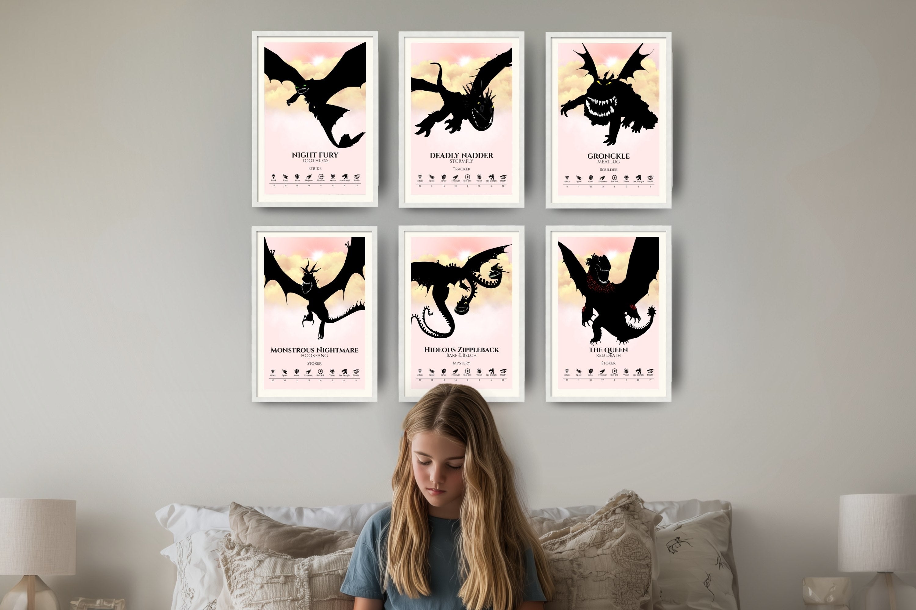 Set of 6 Train Your Dragon Posters (You Choose Size & Design)