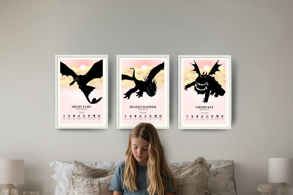 Set of 3 Train Your Dragon Posters (You Choose Size & Design)
