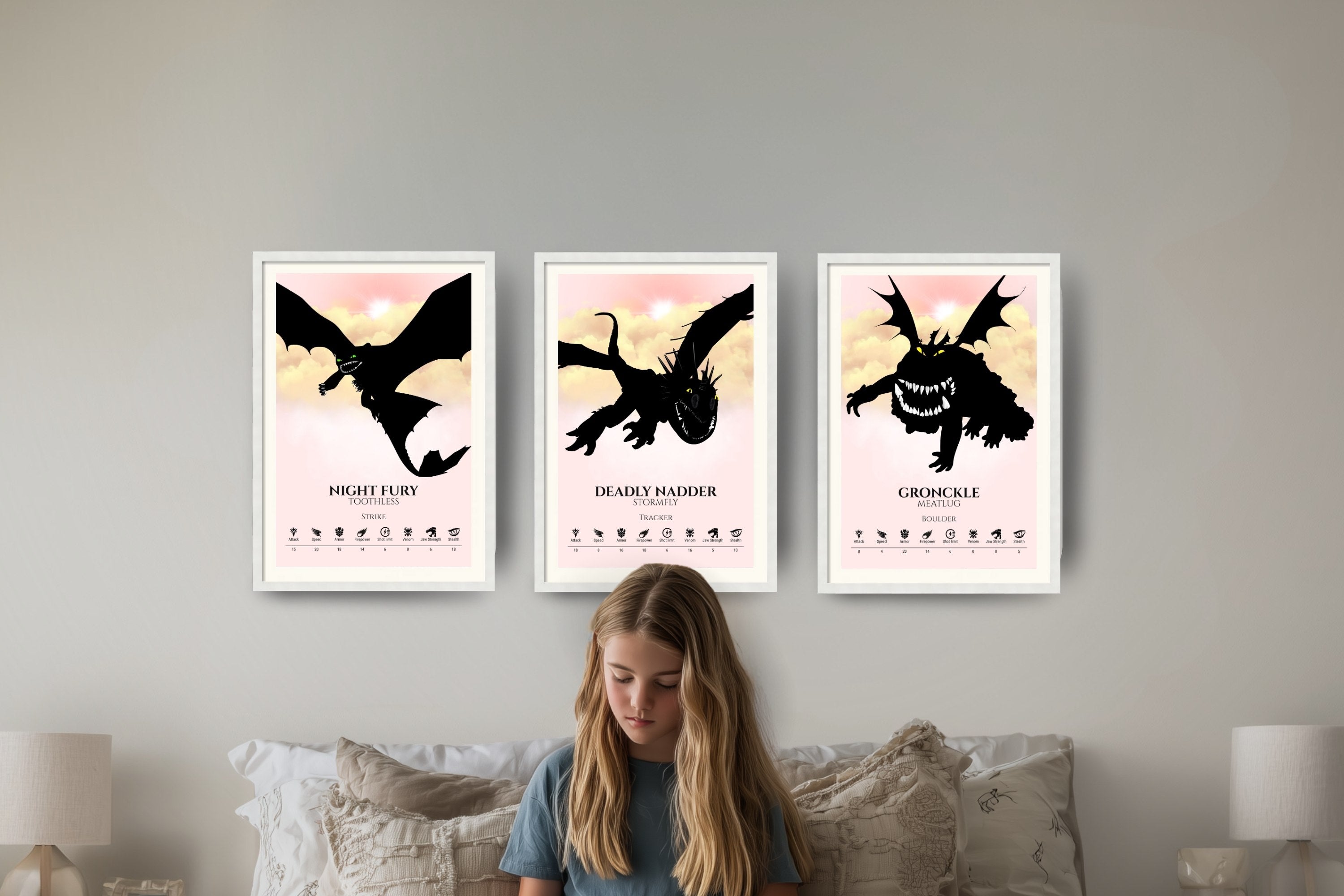 Set of 3 Train Your Dragon Posters (You Choose Size & Design)