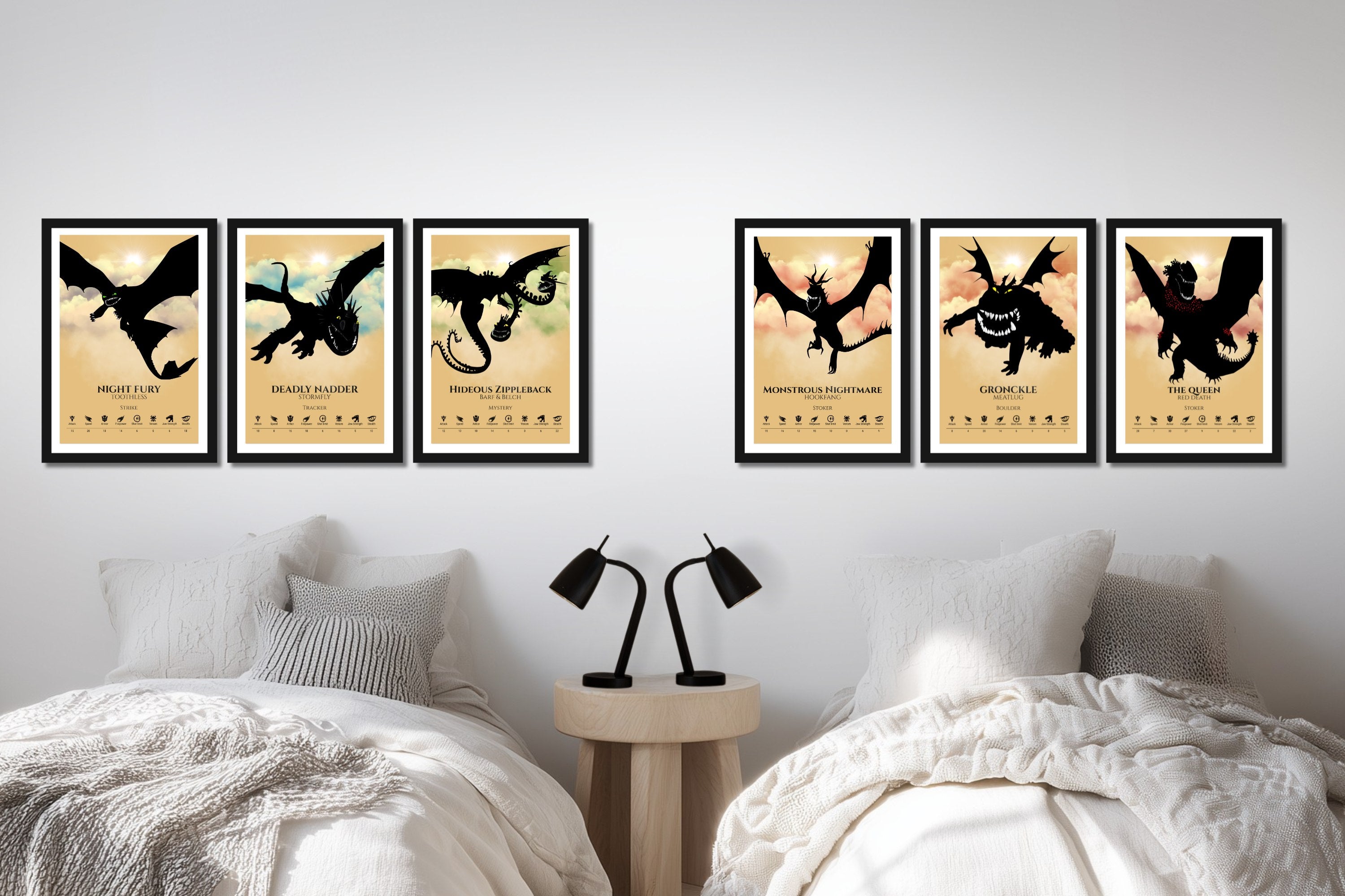 Set of 6 Train Your Dragon Posters (You Choose Size & Design)