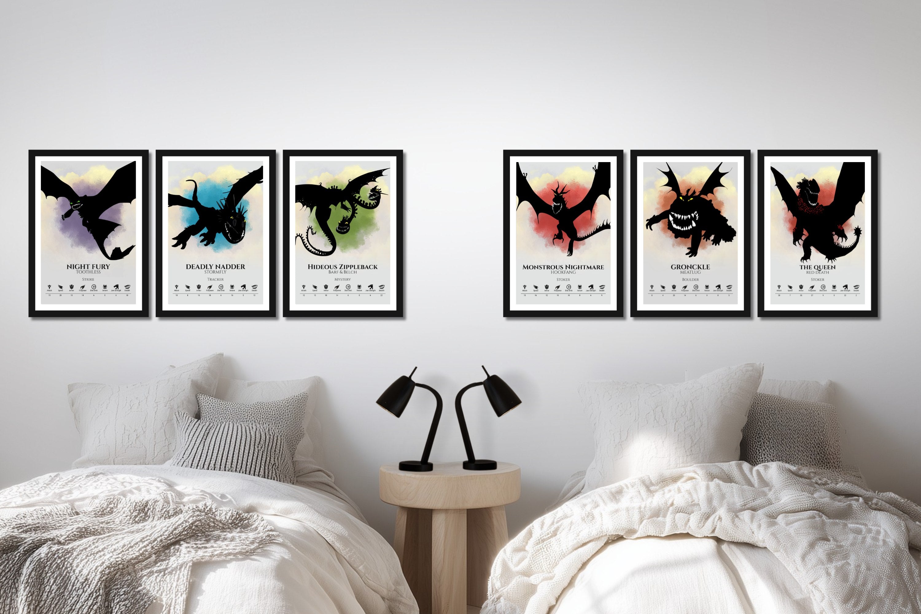 Set of 6 Train Your Dragon Posters (You Choose Size & Design)