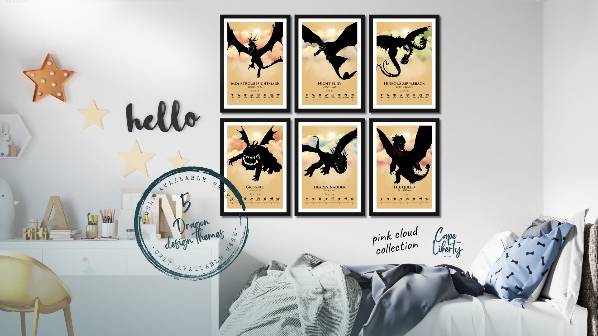 Deadly Nadder - Curated Color Collection (Pink & Blue Clouds)