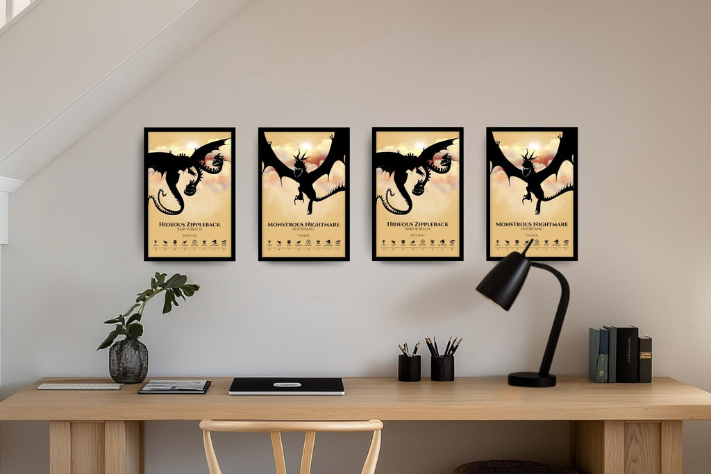 Set of 4 Train Your Dragon Posters (You Choose Size & Design)