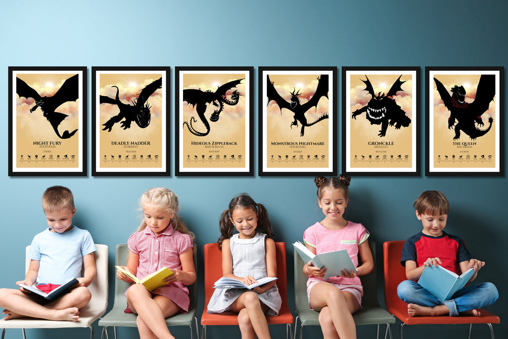 Set of 6 Train Your Dragon Posters (You Choose Size & Design)
