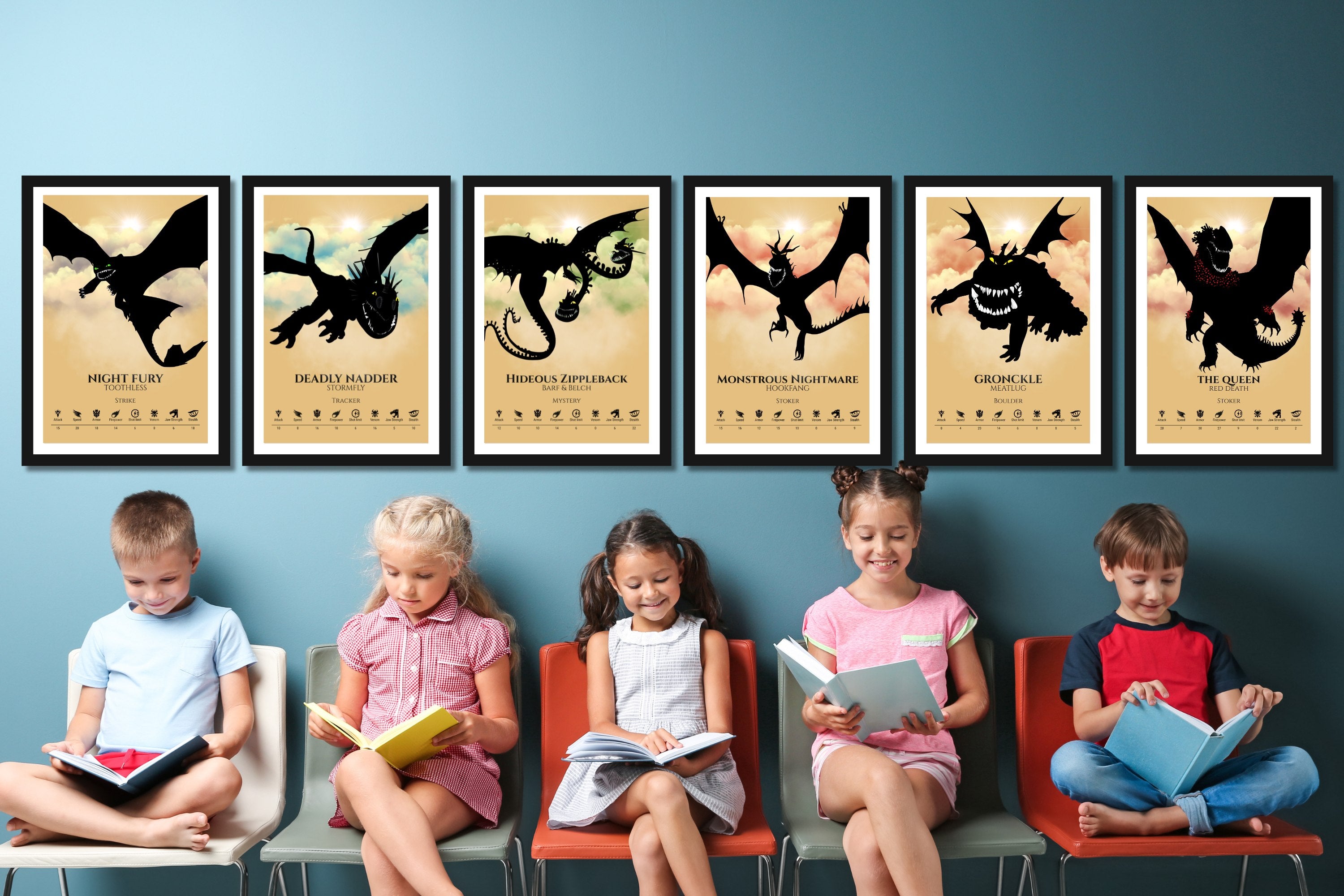 Set of 6 Train Your Dragon Posters (You Choose Size & Design)