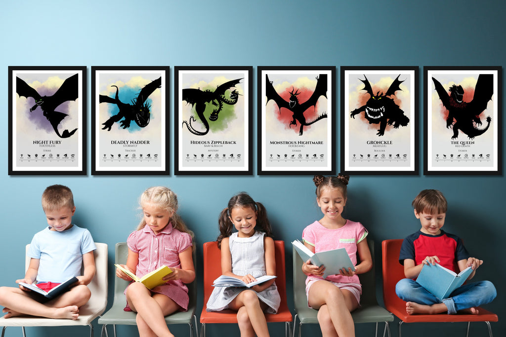Set of 6 Train Your Dragon Posters (You Choose Size & Design)